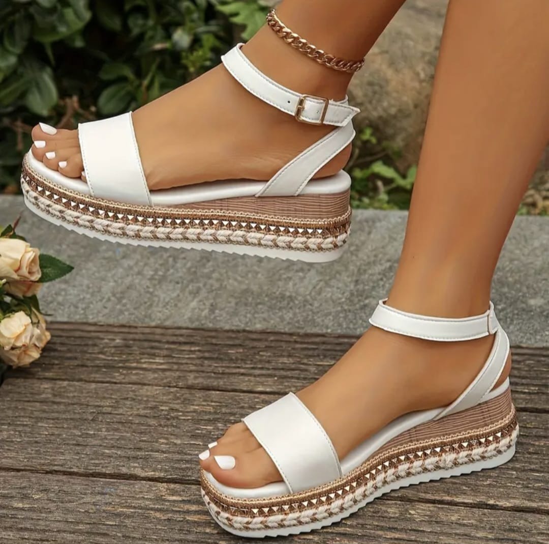 White Wedge Sandal