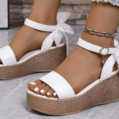 Wedge Sandal with Large Bow