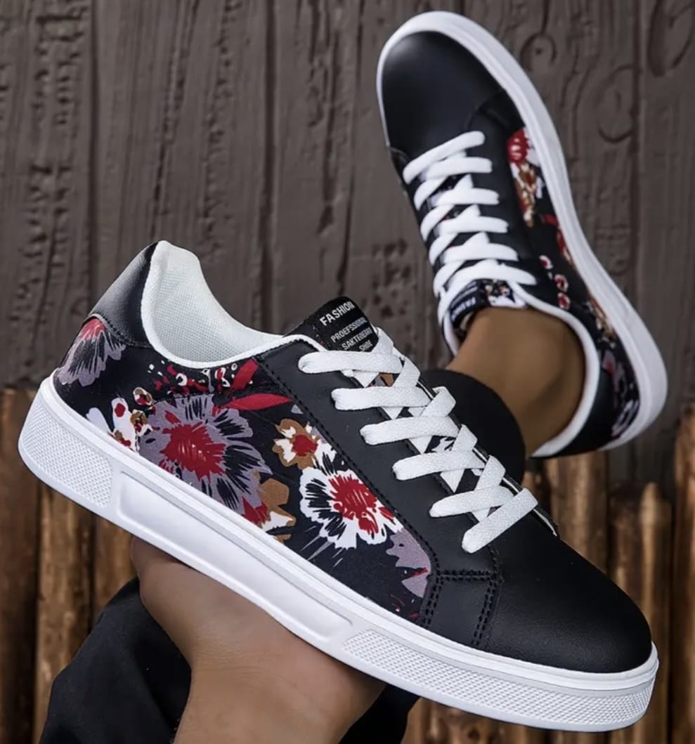 Black & Red Flower Sneaker