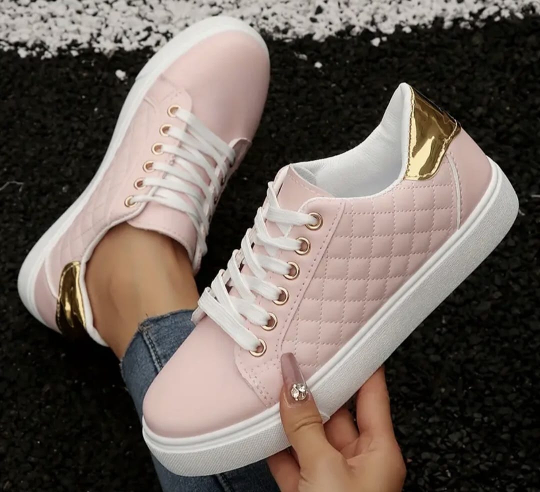 Pink & Gold Sneakers