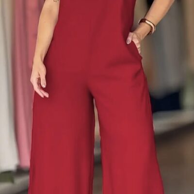 Red Sleeveless Jumpsuit