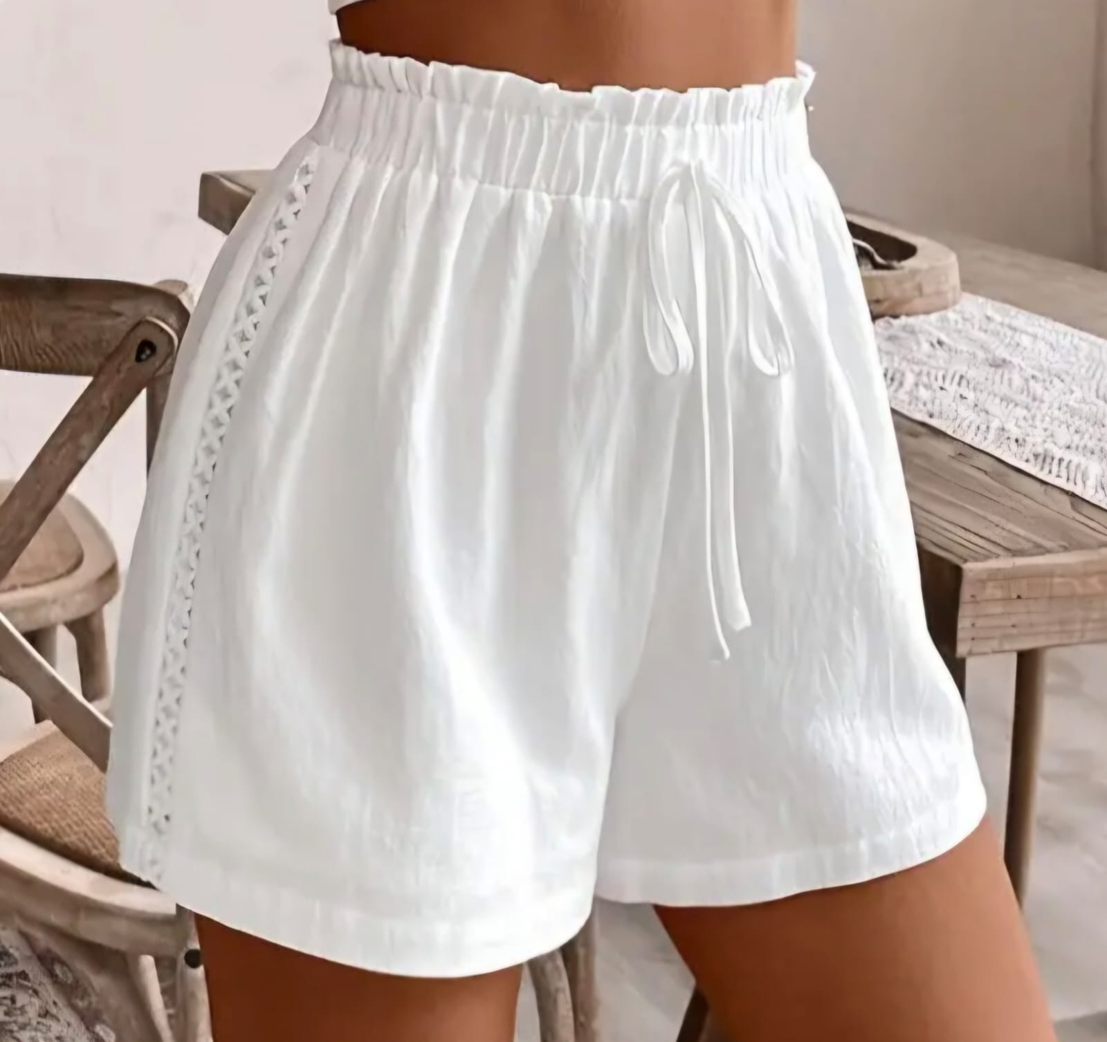 High Waist Linen Short