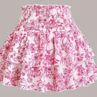 Pink Floral Maxi Skirt