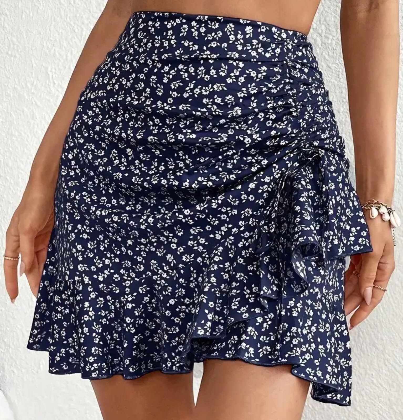 Navy Floral mini skirt