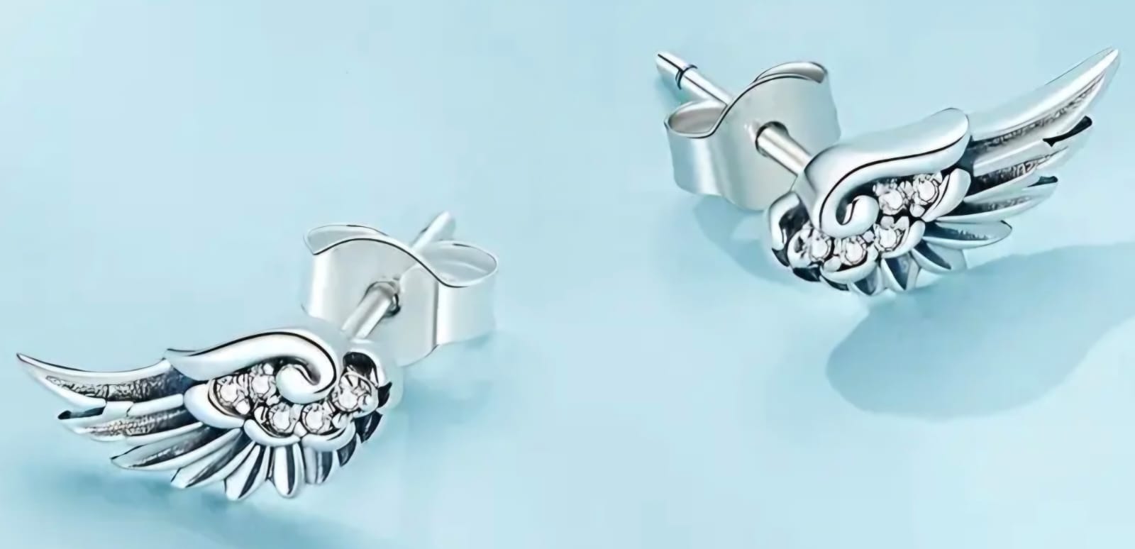 Sterling Silver Angel Wings Earring Set