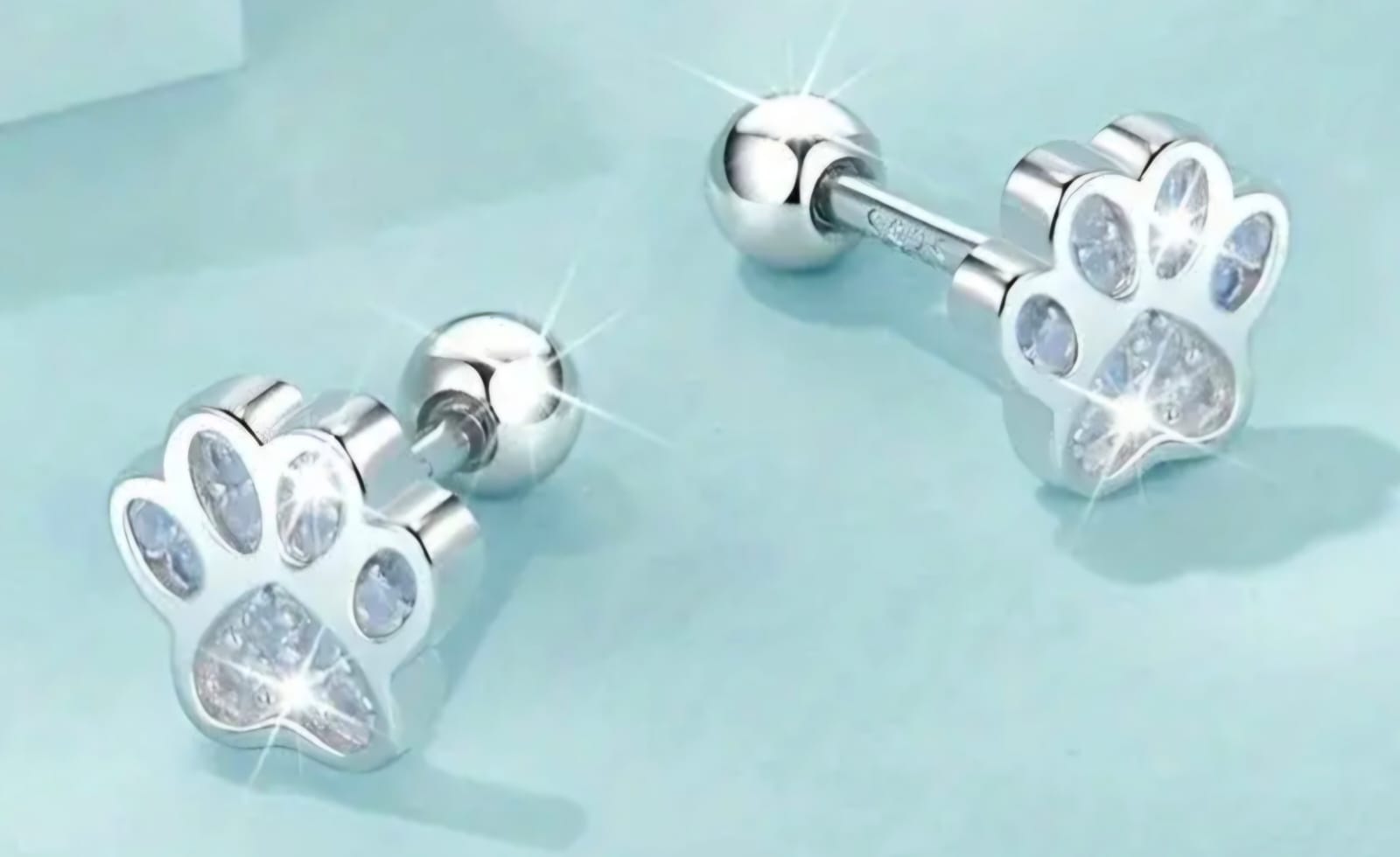 Sterling Silver Paw Earring Set