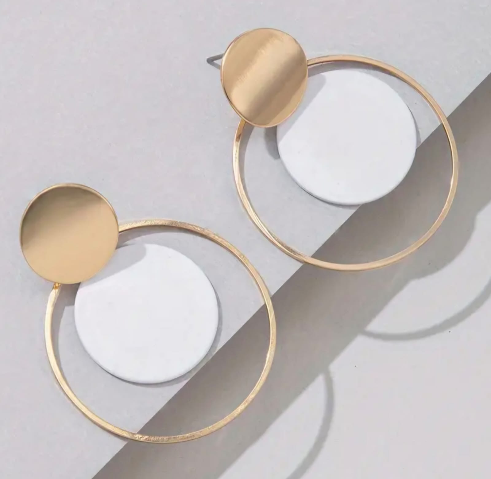 Gold & White Dangle Earrings