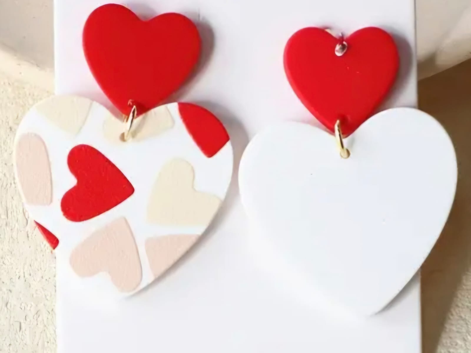 Red & Pink Acrylic Heart Earrings