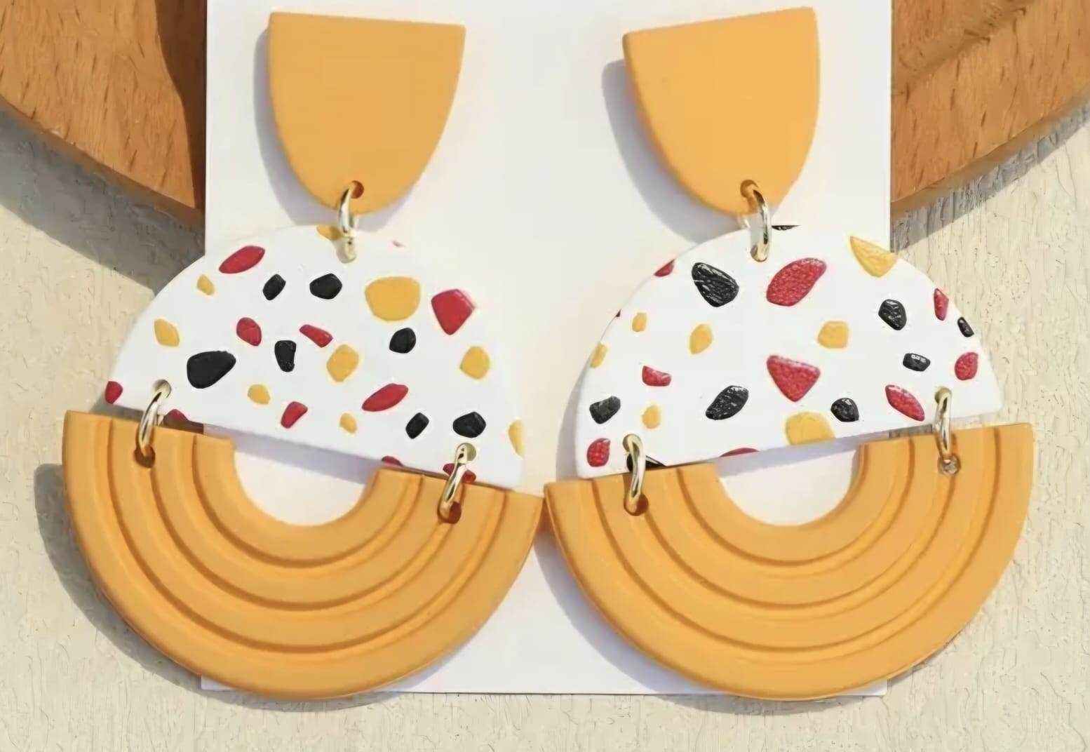 Yellow Abstract Acrylic Earrings
