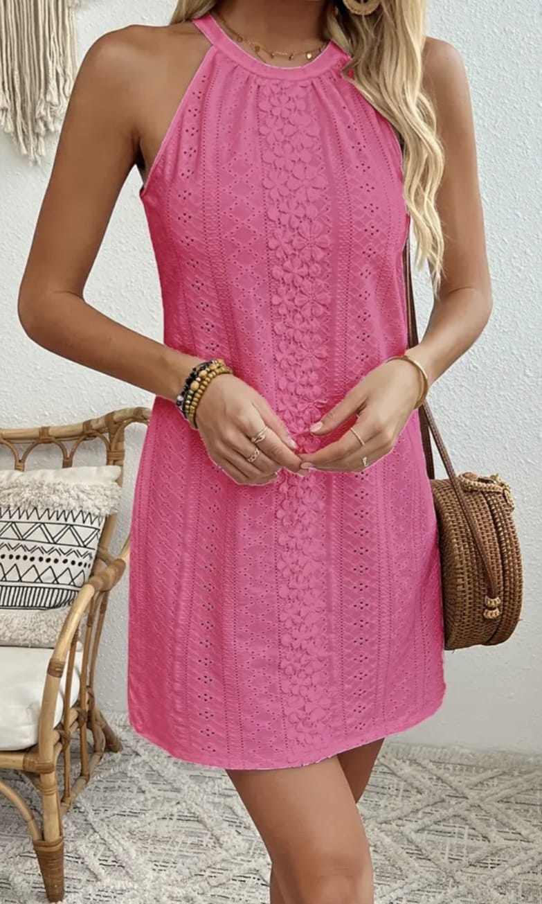 Floral Jacquard Hollow-out Dress