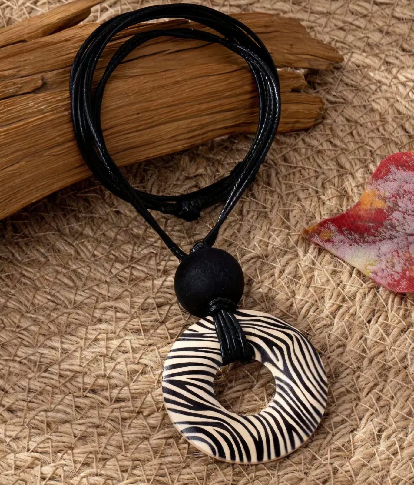 Boho Style Zebra Print Necklace