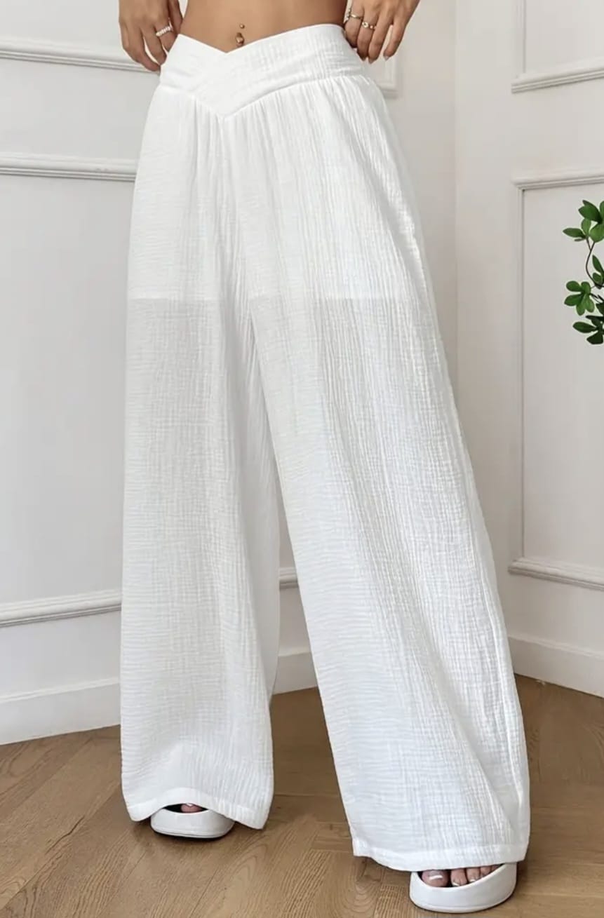 White Wide Leg Pants
