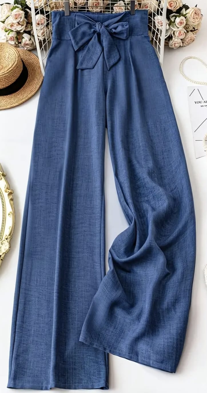 Navy Blue Trousers with Bow