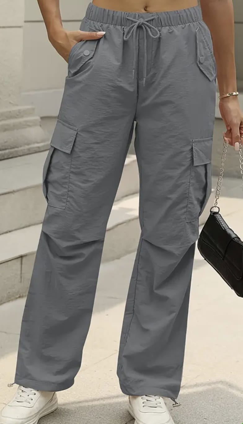 Cargo Pants with Pockets & Drawstring Waist