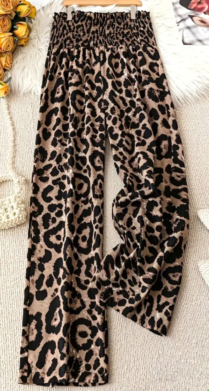 Leopard Print Loose Fit Pants