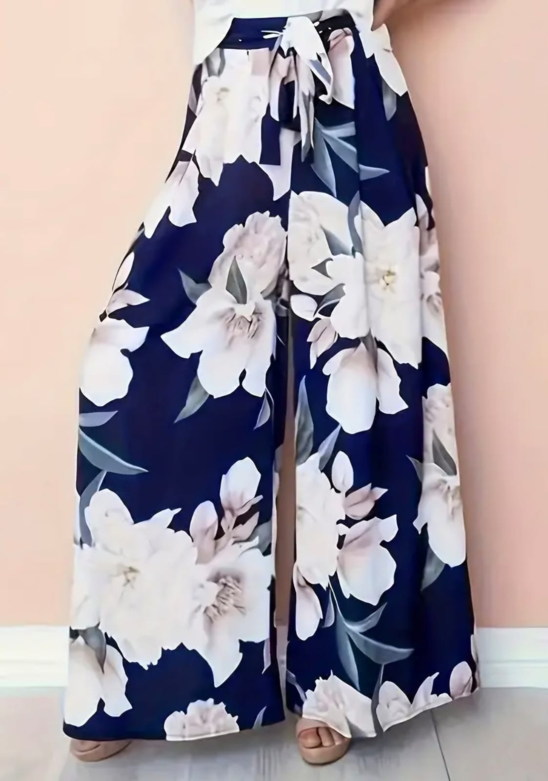 Floral Print Wide Leg Pants