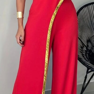 Red Off-Shoulder Jumpsuit