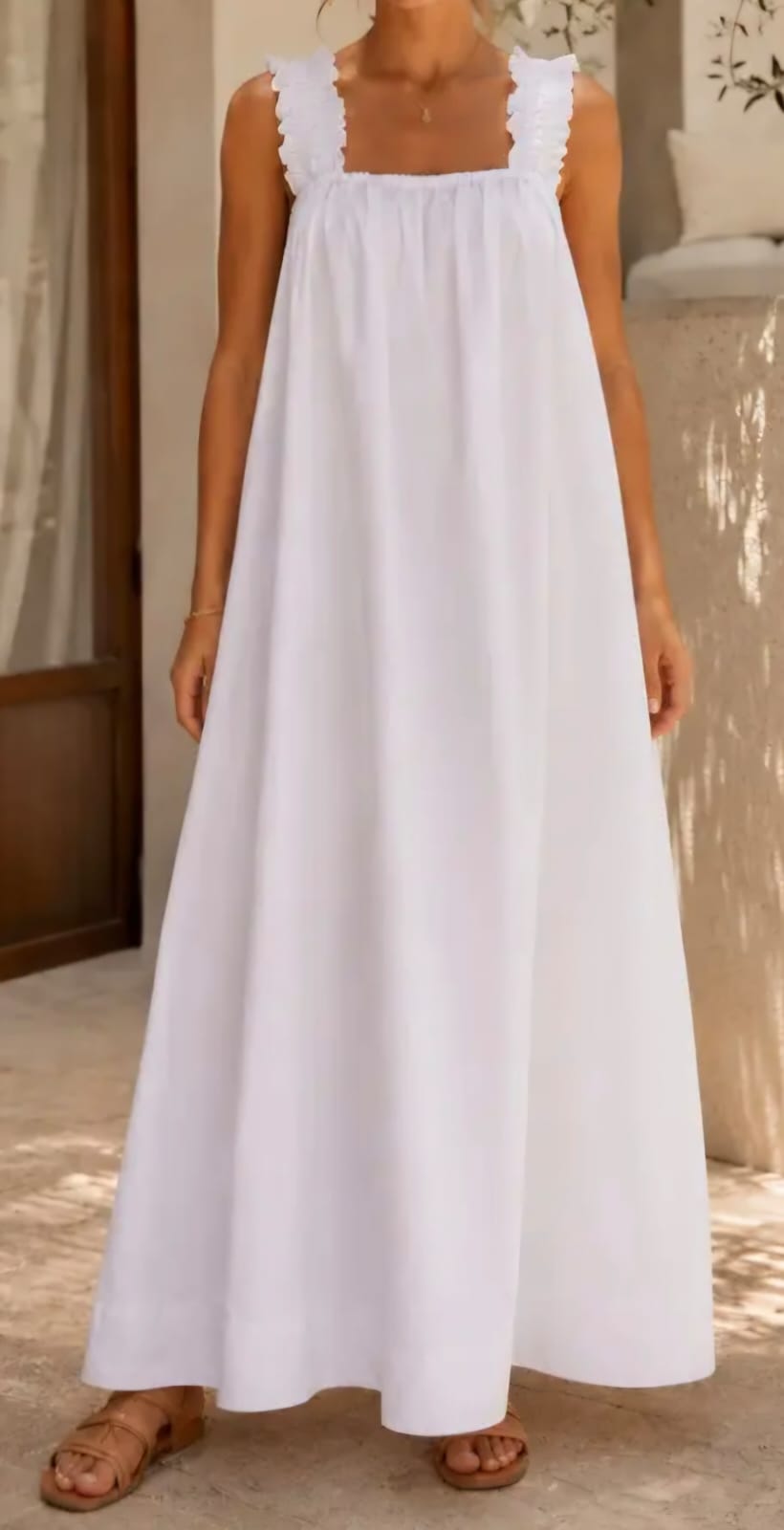 White Ruffled Maxi Dress